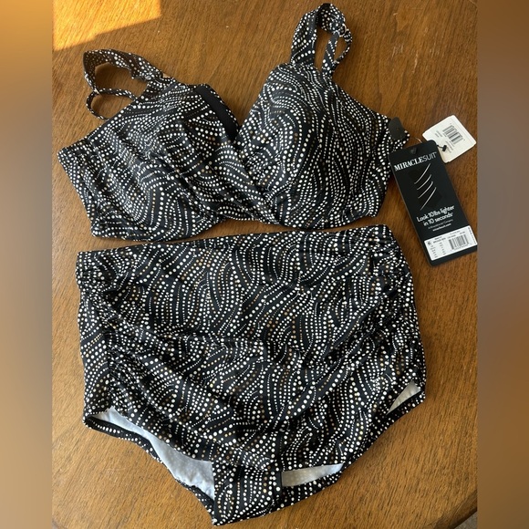 MIRACLESUIT 38DDD Size 14 Bronze Age Norma Jean Retro 2PC Plunging Slimming $208 - Picture 5 of 16